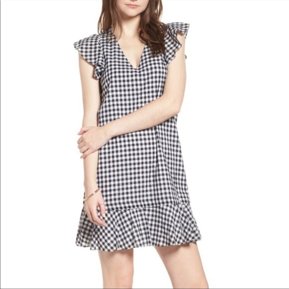 Madewell Gingham Flutter Sleeve Dress